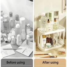 1 pièce Organisateur de bureau à 2 niveaux et distributeur, porte-lettres organisateur de bureau, étagère à épices de cuisine ou étagère de rangement pour comptoir de salle de bain, un cadeau pour les enseignants, les camarades de classe et les amis, blanc