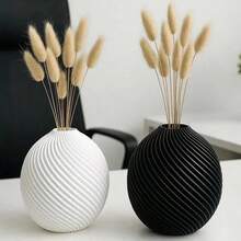 Modern Minimalist Brown Striped Plastic Vase, Suitable For Pampas Grass, Artificial Flowers, Spherical Design, Home Decor, Room Decor, Dining Table Centerpiece, Applicable For Living Room, Wedding Party, Easter Decoration Flower Vase Glass Vase
