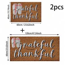 1pc/2pcs Grateful Thankful Pattern Bathroom Anti-Slip Mat, Faux Cashmere Material, Plush Decoration Suitable For Bathrooms, Doorways, Kitchens & Festive Decorations, Machine Washable, Gift Idea - Multicolor - View 16
