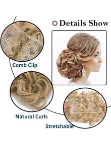 Women's Messy Bun Hair Scrunchie, Brown Curly Bun Hair Piece With Comb, Synthetic Fluffy Updo Hair Extension, With Stretchy Comb, Suitable For Daily Wear - Multicolor - View 5