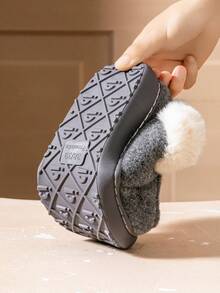 CYFMYD Wedge Slippers For Women Furry Memory Foam Non-Slip Warm Winter House Shoes Male Comfortable British Style Fashion Female Indoor Slipper Bedroom Grey