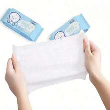 8片装创意卡通熊图案湿巾，居家旅行便携湿纸巾 - 霧霾藍 - 查看 6
