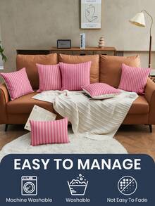 1/2/4件装枕套，柔软装饰枕套，亚麻枕套，床上用品，图案枕套，拉链封口，适用于沙发、卧室、客厅等各种房间，柔软透气，亲肤舒适，家居纺织品 - 彩色 - 查看 8