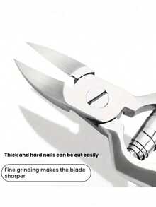 1pc Professional Podiatrist Foot & Toenail Clipper - Ultra Sharp Curved Blades, Stainless Steel, Suitable For Thick Nails And Ingrown Nails, Nail Care | Precision Scissors | Stainless Steel Nail Clippers