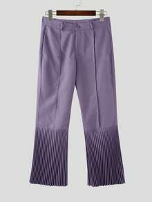 INCERUN Mens Zipper Casual Plain Bottoms Trousers Party Dance Pleated  Flare Long Pants - 紫色 - 查看 4