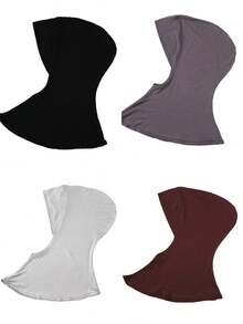 4 Peças/Conjunto Touca Interna Modal de Cor Sólida Com Capa Para o Pescoço, Elástica, Macia e Respirável para Mulheres, Lenço, Chapéu, Acessórios de Abaya, Véu Diário
