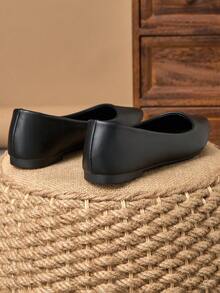 MonaNise 女士尖头时尚平底鞋，适合秋季户外活动 - 紫色、香槟色、红色、黄色、黑色 - 黑色 - 查看 7