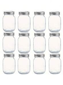 Tarros de cristal Mason, tarros de almacenamiento de cristal, tarros para salsas con tapas selladas normales, adecuados para mermelada, ensalada, miel, regalos de ducha/boda, utensilios de cocina, accesorios de cocina baratos