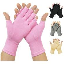 1 pereche de mănuși neutre pentru bărbați și femei, mănuși cu degete expuse multicolore, mănuși tricotate elastice calde, sindrom de tunel carpian, artrită reumatoidă, tendinită, mănuși de compresie avansate violet deschis, foarte potrivite pentru utilizare zilnică, tastare, muncă