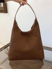 1 件秋冬新款绒面革女士托特包，大容量女士单肩包，时尚设计女士流浪包手提包，舒适手柄，方便携带，适合购物、旅行、通勤、工作，都市女性专属现代设计 - 咖啡 - 查看 10