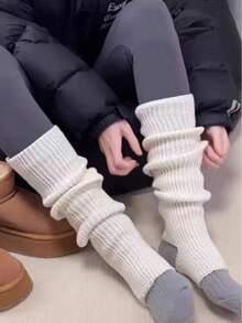 1 Paar Damen 168D gestrickte Stulpen Warme Strümpfe, JK Schulstil Beinwärmer, Ballett Tanzsocken, Herbst/Winter