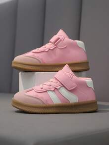 1 par de zapatillas deportivas de moda clásicas para bebé con diseño de gancho y bucle de media caña, adecuadas para todas las estaciones