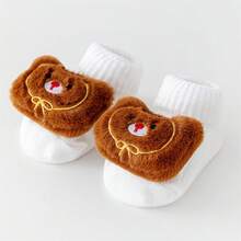 Baby Walking Socks With Grippers Soft Cute Cartoon Animal Design Infant Non Slip Socks For Indoor - 白色 - 查看 1