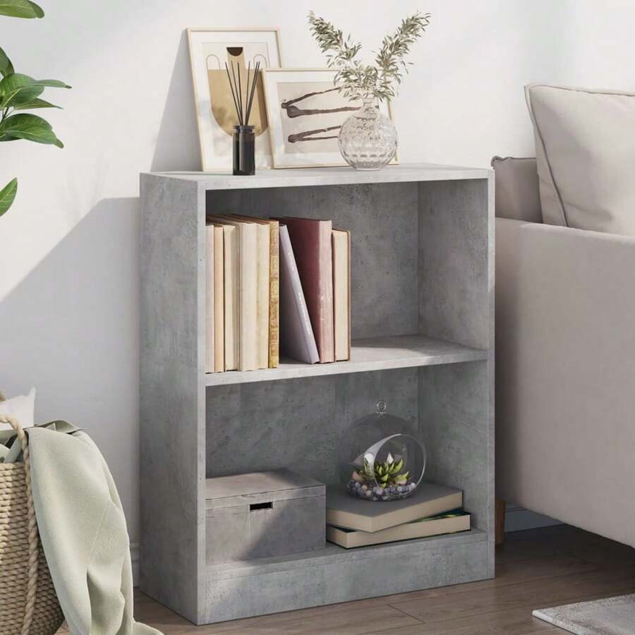 Libreria Larryhot Grigio Cemento 60x24x76 cm Legno ingegnerizzato, resistente e durevole, facile da montare, stile decorativo, adattA, Per riporre soprammobili, statuette, libri, piccoli oggetti, ecc. - Grigio - Visualizzare 1