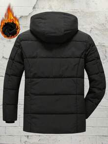 Men's Autumn/Winter Outdoor Casual Sports Fashion Jacket With Large Pockets, Detachable Hood, Thick Fleece Lining - Black - View 5