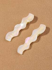 2pcs Wavy Decor Alligator Hair Clip Boho Claw Clips Hair Claws Hair Barrettes, School Stuff, Hair Accessories, Head Accessories - White - View 4