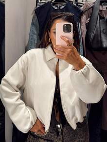 Jachetă de iarnă pentru femei, jachetă scurtă cu mânecă lungă, stil aviator, Bomber, jachetă neagră de primăvară, haine de exterior