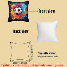 1pc Football Theme Throw Pillow Cover, 17.7x17.7 Inches - Soft Peach Velvet Polyester, Zippered, Machine Washable, Suitable For Home And Office Decor, No Pillow Insert