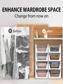 2 Pieces Foldable Plastic Storage Box Set, Stackable Drawer Baskets For Wardrobes, Cabinets, Kitchens, Bathrooms, And Offices - Versatile Storage Boxes For Home, Kitchen, Bathroom, And Office Use