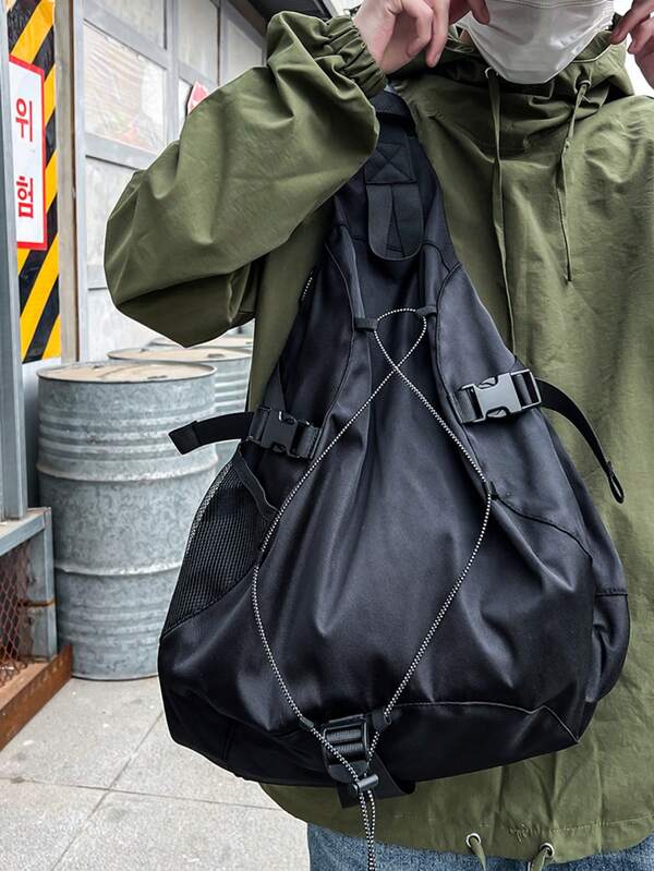 1pc Men's Large Capacity Fashion Casual Waist Bag & Chest Bag, Versatile Cycling Street Style Men's Bag, Halloween Gift