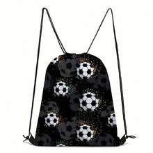 Mochila con estampado de jugador de fútbol de dibujos animados - Mochila de cordón, bolsa de gimnasio para entusiastas del fútbol, plegable, bolsa de cuerdas, bolsa de natación, ligera, de gran capacidad, con compartimento para zapatos, bolsa deportiva, bolsa de fitness y yoga para viajes, regalo para fans del fútbol. Bolsa deportiva de 16 in * 13 in para deportes, fitness, ejercicio, viajes, vacaciones, mujeres y hombres, bolsa de viaje esencial y duradera para yoga