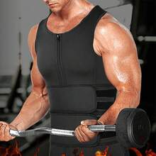 1Pc Men Sauna Effect Sport Suit ,Men Waist Trainer Neoprene Sweat Vest Body Shaper ,Men Waist Trimmer Belt Workout Tank Tops For Runnging Fitness GYM,Menswear Undershirt For All Seasons - Đai Đen-Một - Xem 6
