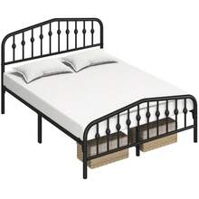 Butterslay Metal Platform Storage Bed Frame 12 Slats Arched Headboard Footboard No Box Spring Required 450/800lb Capacity Easy Assembly Twin/Full/Queen, Black/White/Antique Gold - 黑色 - 查看 11