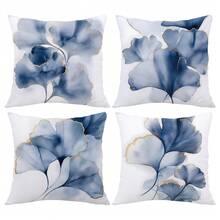 MEMNUN 4 件水彩蓝银杏叶印花枕套 [无枕芯]，17.7*17.7 英寸 (45*45厘米)，[单面印花]，简约现代涤纶靠垫套，适用于沙发、床、客厅、卧室、汽车、办公室、酒店装饰，适合所有季节，是送给家人和朋友的完美礼物 - 彩色 - 查看 12