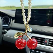 1pc Red Cherry Fashionable Car Interior Decor, Car Hanging Decoration, Car Ornament, Car Accessory, Women's Car Tray - one-size - View 13