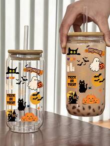 1 szt. wielokrotnego użytku kubek ze słomką do kawy, napojów gazowanych i napojów mrożonych – najlepszy wybór na prezent na Halloween