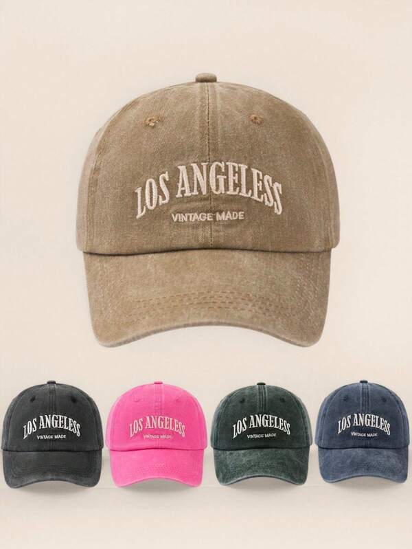 1 Stück Buchstaben bestickte vintage gewaschene Damen Baseballkappe, Outdoor Sonnenschutz Accessoire