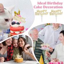 DGiantree 100Pack Happy Birthday Cupcakes Decoration Lightweight Birthday Cupcake Decorations Small Cupcake Decorations For Happy Birthdays Anniversary Theme Party Cake Decoration Supplies Gold10 - 如圖 - 查看 6
