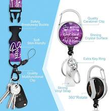 1 pieza (Clip de insignia + Cordón + Portador de tarjeta) Insignia personalizada púrpura "Mantén una actitud positiva y trabaja duro" con flecha, carrete retráctil versátil y minimalista, portador de tarjeta de identificación de enfermera con clip giratorio, llavero, cordón impreso por ambos lados en color púrpura, soporte de insignia desmontable adecuado para escuela, personal médico, trabajadores sociales, accesorios de oficina unisex, regalo del Día de la Enfermera (Púrpura) - Morado - Ver 6
