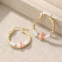 Elegant Jewelry Accessories, Chic Round Earrings, Tri-Color Pattern Hoop Earrings, Perfect Holiday Gift For Women