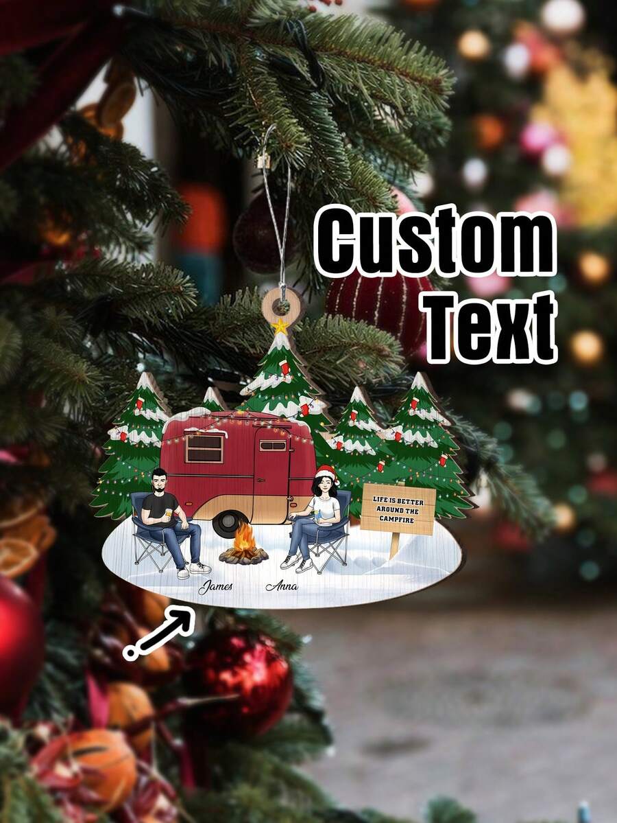 1pc Customized Christmas Themed Personalized Wooden Hanging Ornament, Christmas Camping Decor, Customizable Styles For Number/Gender/Friends/Lovers, Unique Shaped 3D Christmas Tree Hanging Ornament, Christmas Pendant, Christmas Party Decoration, Portrait Decor Christmas Tree Pendant, Home Decor, Room Decor, Theme Party Decor, Christmas Decoration, Cute Car Accessory And Gift Idea, Christmas, Santa Hat, Christmas Clown, Winter, Holiday, Festival - Multicolor - View 1