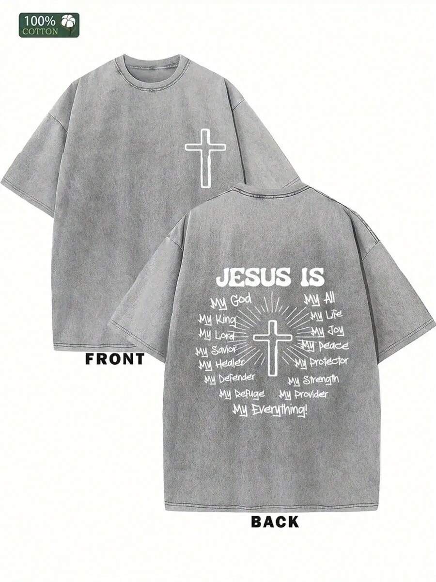 1pc Women'S Y2K Style Teddy Bear Cute Letter CHIC Graphic Print Short Sleeve Short Length T-Shirt, Street Fashion Casua - 灰色 - 查看 1