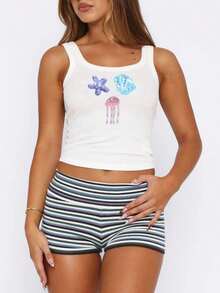 Women Sleeveless Sequin Starfish Tank Vest Top Embroidered Bead Camisole Tops Embellishment Summer Crop Tops - Nhiều màu - Xem 5