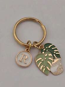 Llavero con diseño de concha de tortuga y hoja de bambú, regalo para niños, llavero del Día de San Valentín, regalo de regreso a la escuela - Verde - Ver 2