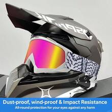 Motorcycle Goggles Dirt Bike Goggles Windproof ATV Dustproof Racing GogglesScratch Resistant Ski Goggles Protective Safety Glasses PU Resin Black Frame+Color Lens - White-hd Pink Lens - View 3