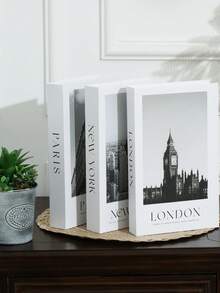 三件套时尚装饰书，创意桌面装饰，适用于客厅、窗台、墙面，也适用于房间、厨房、卧室、办公室、书桌、生日派对、节日派对、婚礼、庆典、教师节礼物、人造花装饰托盘底座、毕业教师节礼物、节日装饰配件、婚礼、乡村风格装饰、家居装饰 - PNL - 查看 8