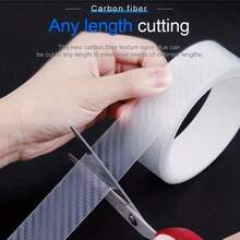 二合一透明碳纤维纹理汽车门槛保护条+保险杠保护条，通用车身贴纸，高韧性材料，稳定耐磨，独特图案彰显个性品味，多场景防护，为您的爱车增添时尚与安全，适用于多种车型，可裁剪安装。 - 白色 - 查看 6