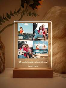1pc Customized Mother's Day/Family/Couple Photo Collage LED Night Light, Personalized Acrylic Photo & Text Night Lamp, Custom Photo Light, Personalized Photo Collage LED Light, Couple Photo Frame, Personalized Photo Collage Gift, Bedroom Night Light, Birthday Gift, Couple Gift, Unique Wedding Anniversary Gift, Graduation Season Gift, Gift For Mother/Wife/Her/Girlfriend/Friend - Yellow - View 8