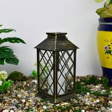 1pc Solar Lantern With Decorative Candle And Flame Effect LED, Outdoor Waterproof Solar Hanging LED Light - Solar Palace Lantern - View 4