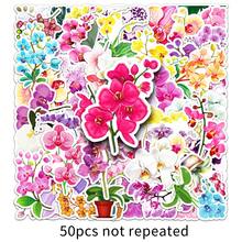 50 pièces Autocollants de graffitis d'orchidées papillon, autocollants décoratifs floraux frais et créatifs, style Ins pour la décoration murale, la décoration de chambre, les autocollants muraux, la décoration d'intérieur
