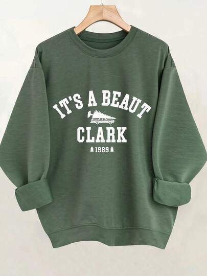 [Vintage Christmas Sweatshirt] Women's Christmas Sweatshirt - IT'S A BEAUTY CLARK 1989 Vintage Christmas Graphic - Cozy Holiday Sweater - Maroon Crewneck Pullover For Christmas Party Outfit, Year-Round Casual Wear, Festive Clothing, Playful Design, Comfortable Fit, Seasonal Fashion, Retro Design, Soft Material, Printed Top, Holiday Shoppers