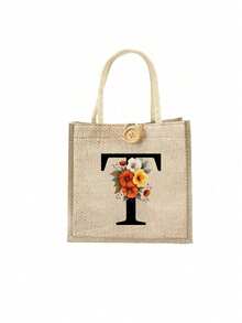 Bolso de tela con estampado de letras, bolso de tela estampado, bolso con decoración de botones, bolso grande de capacidad minimalista, bolso de tela casual y portátil de gran capacidad, bolso de compras multifuncional, nuevo diseño, gran capacidad, compañero de compras, bolso de hombro, bolso de tela, bolsa de almuerzo, lonchera, bolso cruzado, para mujer, uso diario, cita - Multicolor - Ver 12