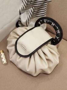 1 pièce Sac à maquillage à cordon de serrage, Pochette de rangement pour pinceaux de maquillage, Sac de toilette portable de voyage, Design à cordon de serrage, Multicolore, Grande capacité, Sac organisateur de cosmétiques pour les soins de la peau, à la maison et en voyage