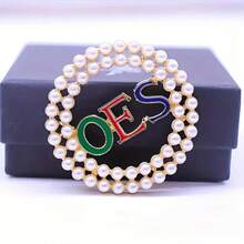 Bestselling Brooch In Europe And America, Middle East Friendship Association Brooch Decoration, One Piece Of Athens OES Letter Sister Pin, Pearl Inlaid Alloy Brooch, Sweater Coat Clothing Jewelry Accessory - OES - 查看 3