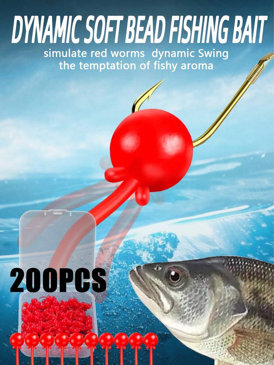 100/200pcs Reusable Soft Tail Dynamic Reverse Bottom Fishing Lures - Red - View 1
