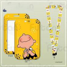 1 pieza Titular de tarjeta de identificación de Snoopy Kawaii para niños con correa para colgar al cuello - Estuche lindo para tarjeta de comedor/autobús de campus de anime, funda para tarjeta de identificación de estudiante de jardín de infantes, regalo de vacaciones para niños, accesorio ligero para portar identificación